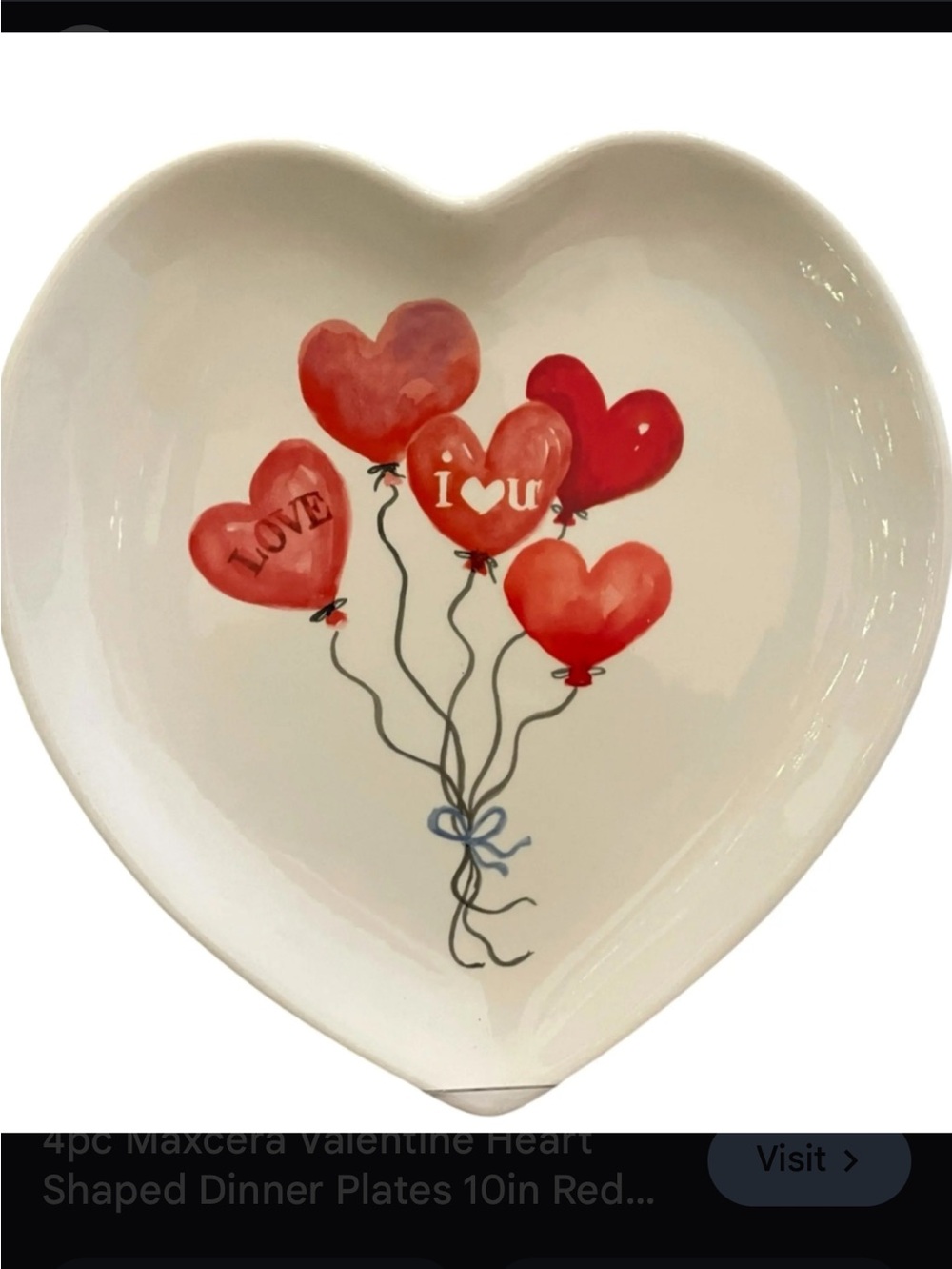 Maxcera 10 inch Love Balloon Heart Plates-2